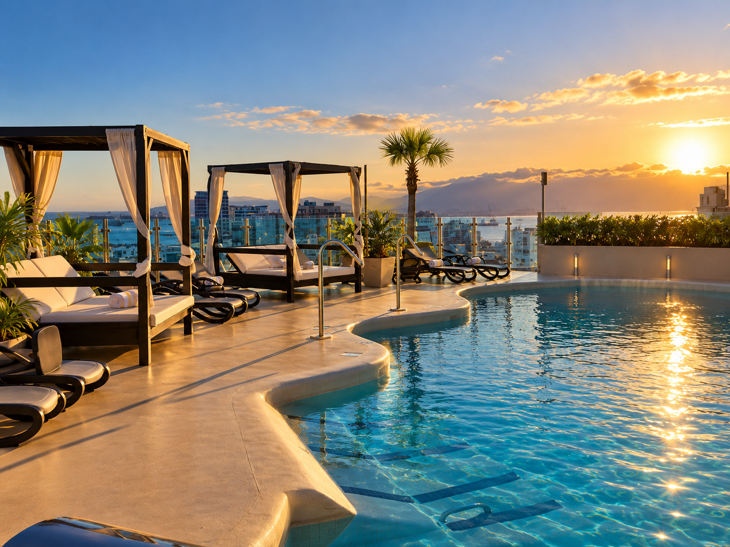 Sky Spa pool and cabanas at Ocean Spa Plaza